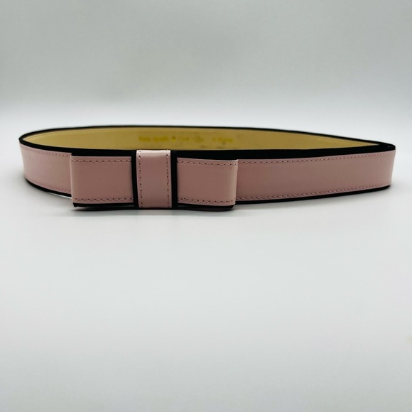 kate spade Accessories - Kate Spade Light Pink and Black Leather Belt with Modern Bow Buckle Size Large